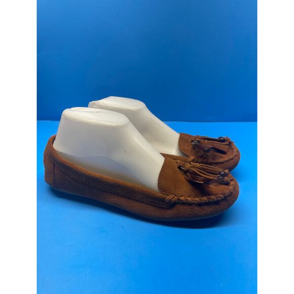 Women's Minnetonka Beaded Fringe Moccasins Brown Suede Leather size 8.5 - Picture 4 of 10